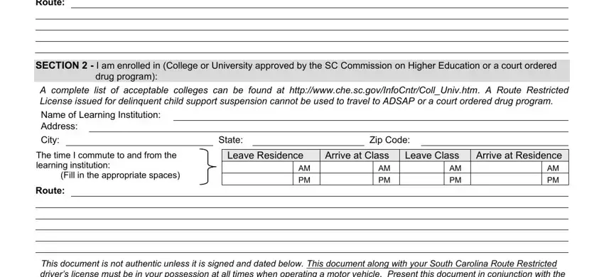 Best ways to fill out how to sc dmv restricted license portion 2
