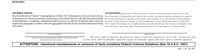 Stage number 3 in filling in sec 144 form