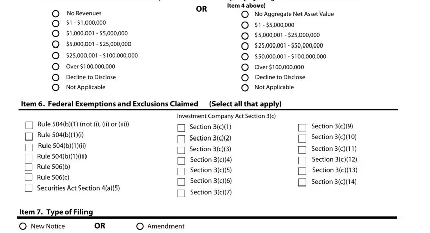 No Revenues, Item  Federal Exemptions and, and Over of form d printable
