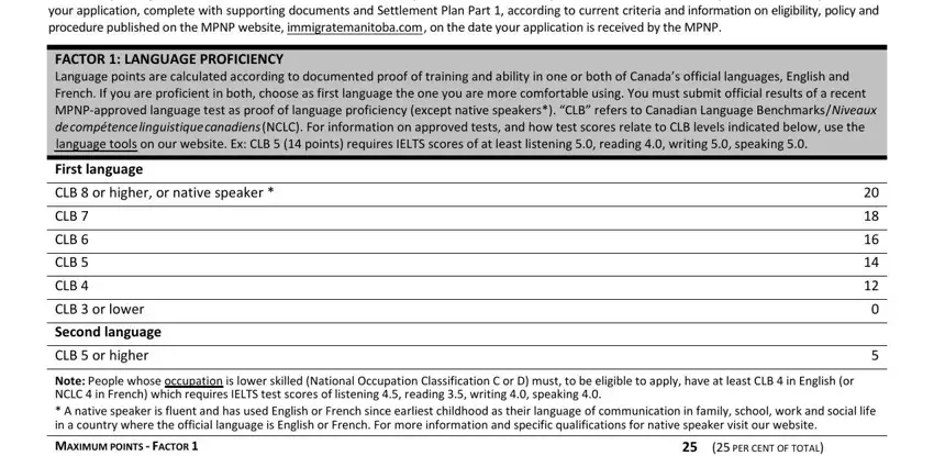 Filling out part 1 of mpnp self assesment worksheet