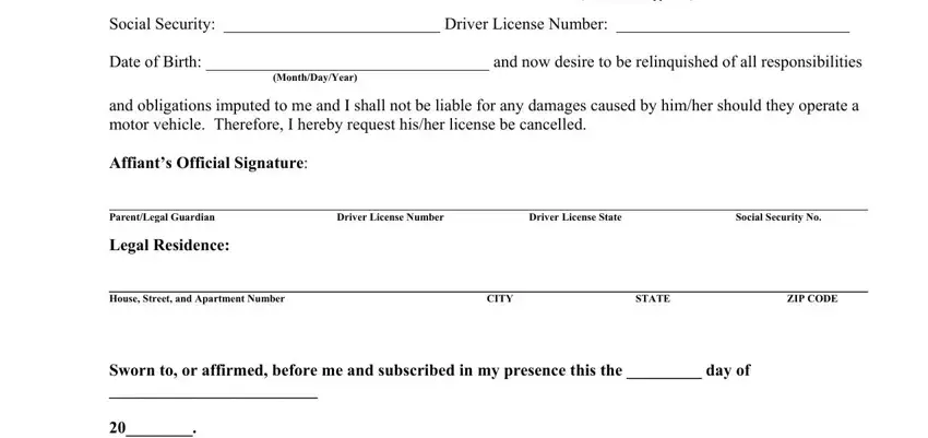 Part no. 2 of completing tennessee minor affidavit