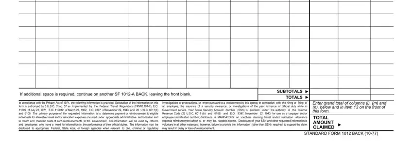 Part number 5 for submitting 1012 form
