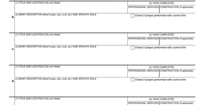 BRIEF DESCRIPTION Brief scope, YEAR COMPLETED, and BRIEF DESCRIPTION Brief scope of sf330 sf form