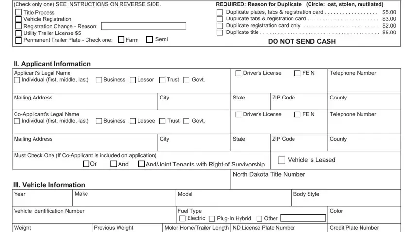 Guidelines on how to complete north dakota application title part 1