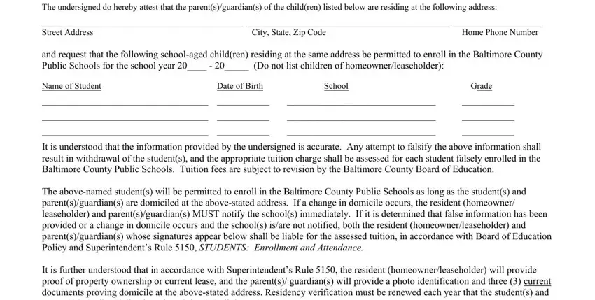 Step no. 1 in filling out shared domicile