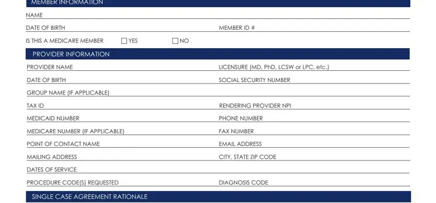 Filling in section 1 in single case agreement template
