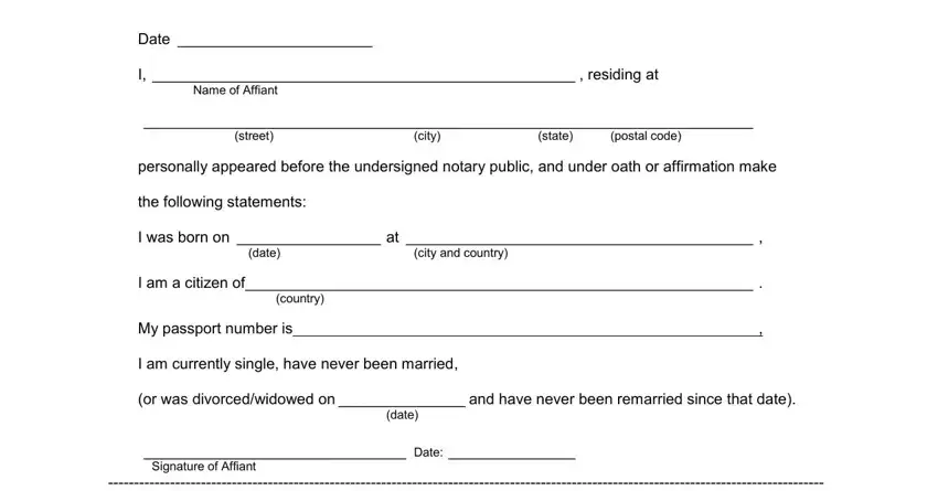 Filling in segment 1 of unmarried certificate pdf download