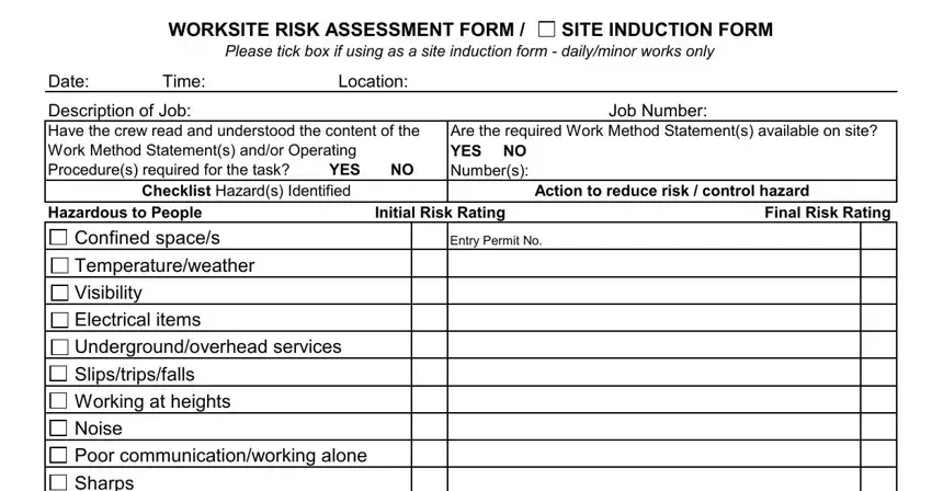 Tips on how to prepare site induction sheet portion 1
