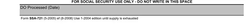 DO Processed Date, FOR SOCIAL SECURITY USE ONLY  DO, and Form SSA  ef  Use  edition until of ssa social funeral