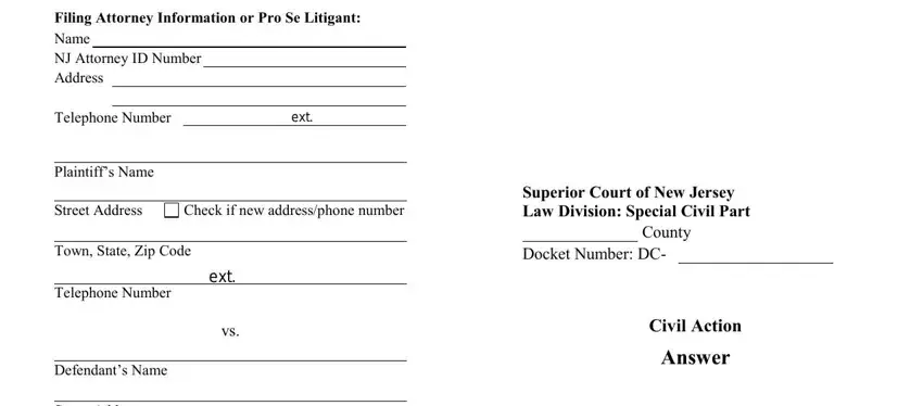 Step no. 1 in completing nj courts special civil part