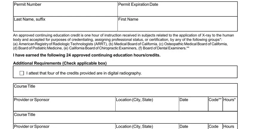 Step # 3 in completing california fluoroscopy license renewal online