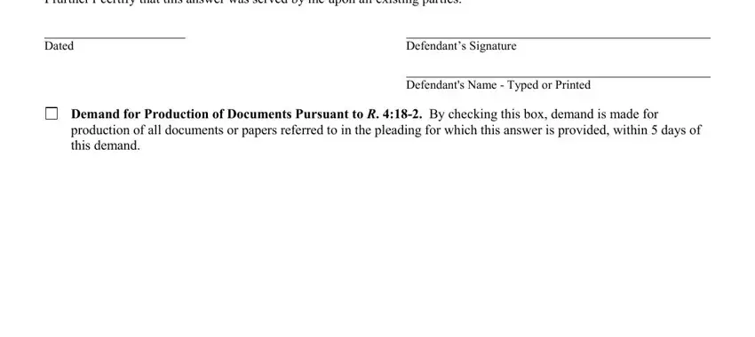 Filling out section 5 of nj courts special civil part