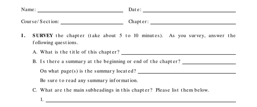 Filling in segment 1 of surveyed