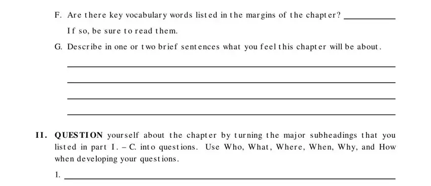 G De s cr ib e in one or t wo b r, I f s o b e s ur e t o r e ad t he, and lis t e d in par t I   C int o que inside surveyed