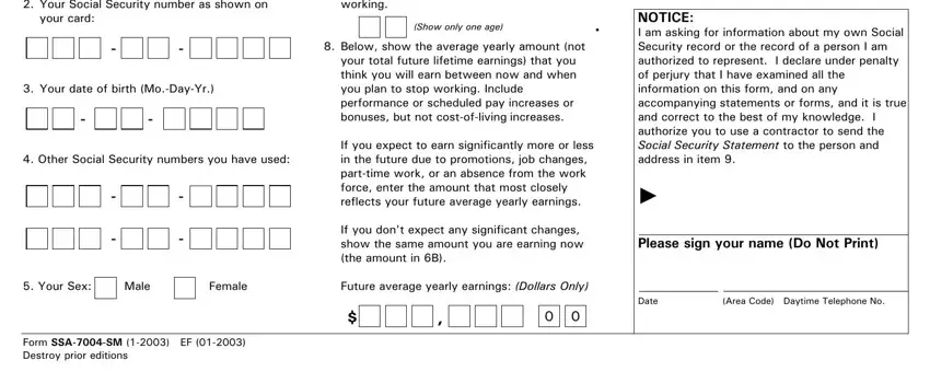 Step no. 2 for filling out social security form ssa 7004 printable