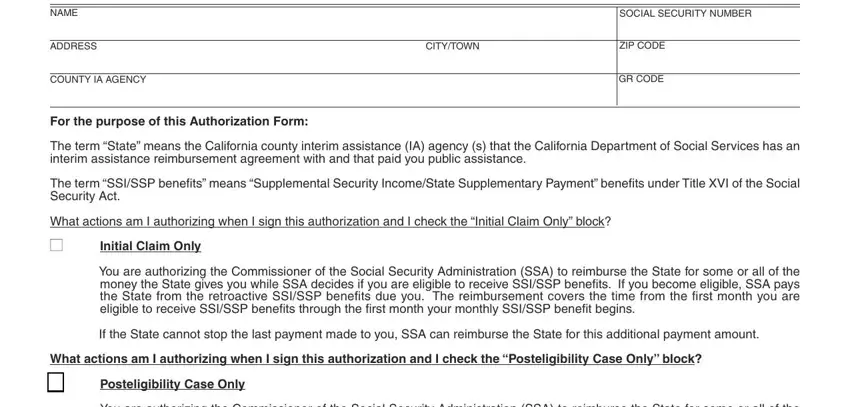 Filling in section 1 in ssp14 form