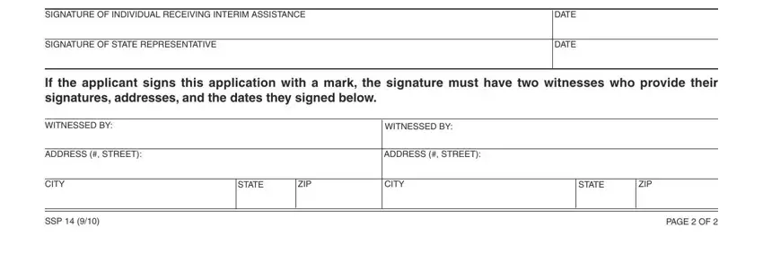 Part # 2 in filling out ssp14 form