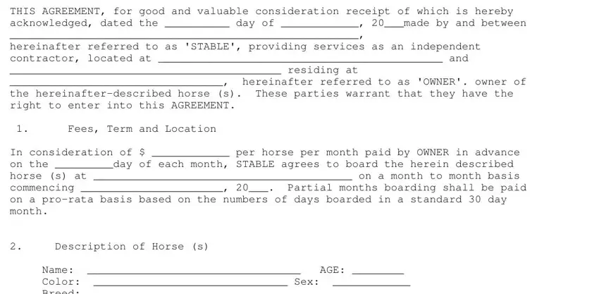Filling out part 1 of boarding agreement for cats