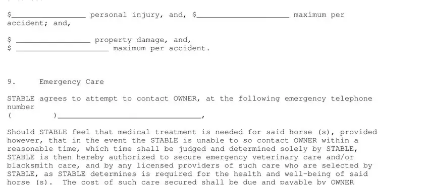 Emergency Care, property damage and   maximum, and OWNER warrants that he presently in boarding agreement for cats