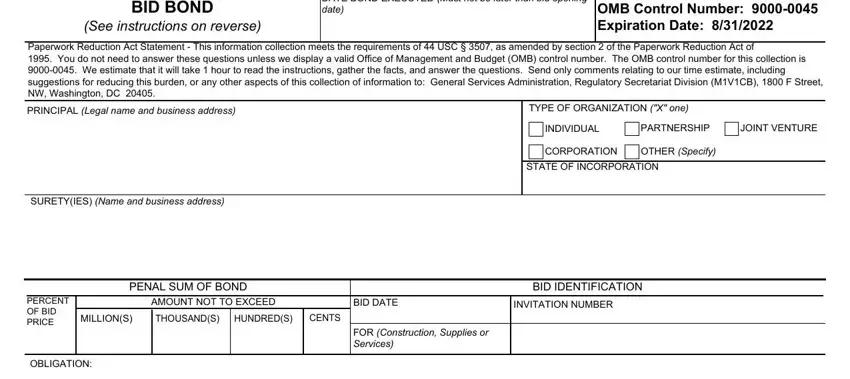 Stage number 1 in submitting cook county bid bond form