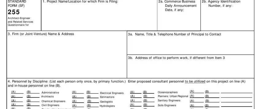 The way to complete Standard Form 255 stage 1