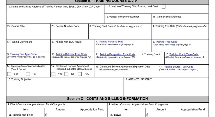 Part # 2 of completing sf182 training form