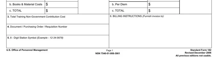 Filling out part 3 in sf182 training form