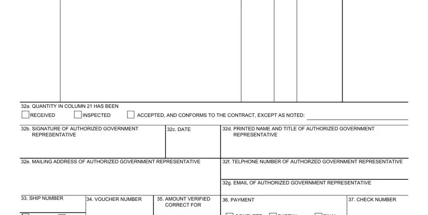 f TELPHONE NUMBER OF AUTHORZED, RECEIVED, and INSPECTED inside form 1449