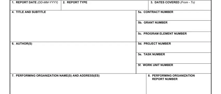 Filling out section 1 of fillable standard form 298