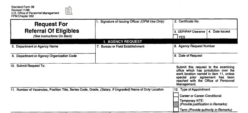 Part no. 1 of filling in sf 39 fillable