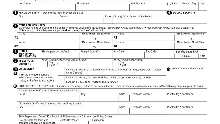 Filling in section 1 in OMB