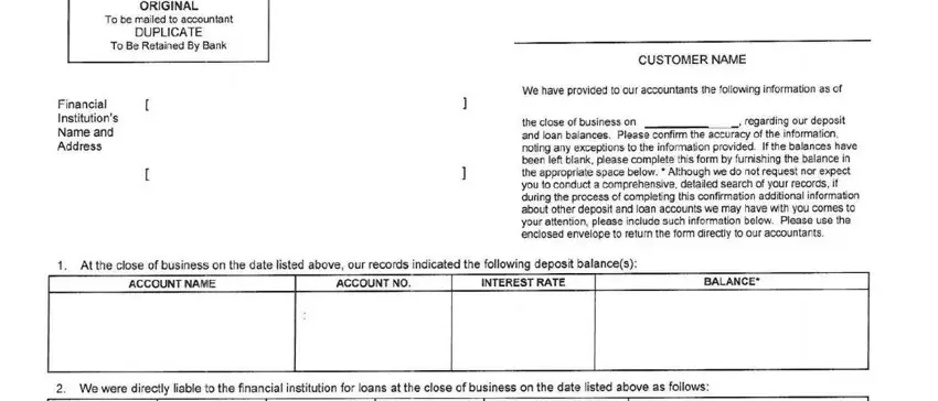 How to prepare confirm balance form template step 1
