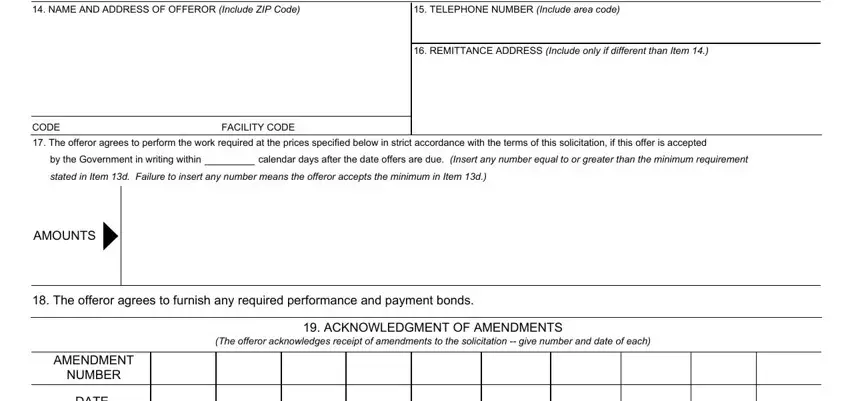 Stage no. 3 in filling out sf 1442 form instructions