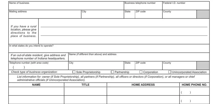 Stage no. 1 of filling out how to get temporary plates in indiana