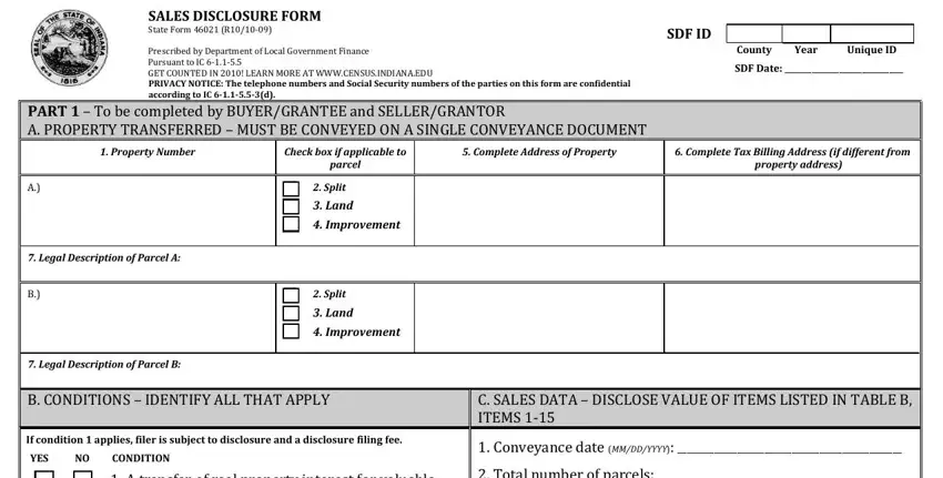 Stage no. 1 of filling out indiana
