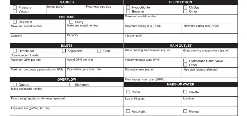 Make and model number, Maximum dosing rate PPM, and DISINFECTION of State Form 43038