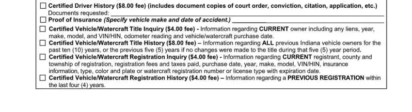 Filling out section 2 in indiana form request records