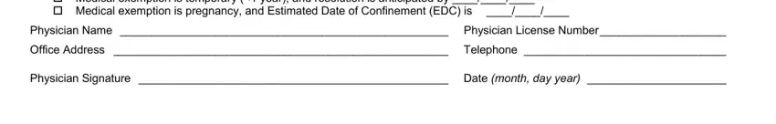 Office Address  Telephone, Physician Name  Physician License, and cid Medical exemption is permanent of religious exemption indiana