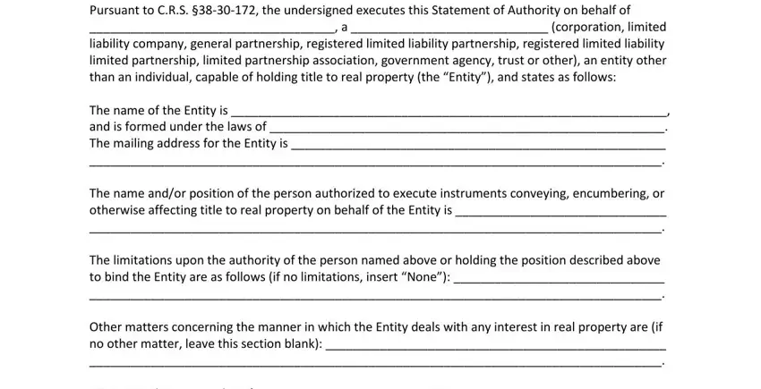 How to prepare sample statement of authority portion 1