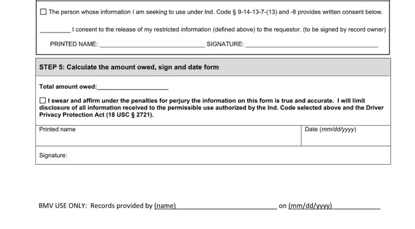 Filling in segment 4 in indiana form request records