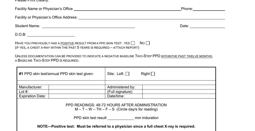 Part number 1 in filling out blank tb 2 step form
