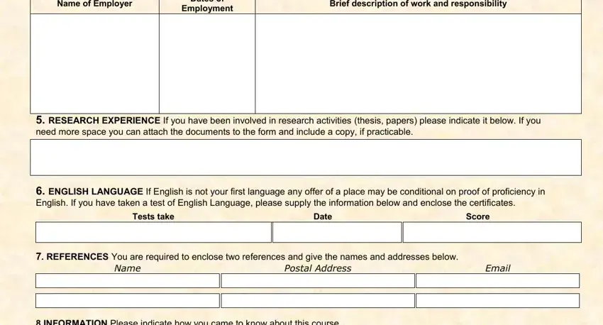 Name, REFERENCES You are required to, and RESEARCH EXPERIENCE If you have in strathmore university undergraduate application forms