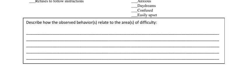 Filling in part 3 in student observation form pdf