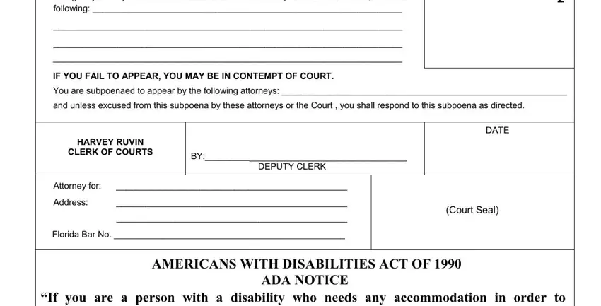 Stage no. 2 in completing court miami duces