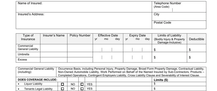 Stage # 1 of completing Sudbury Certificate Of Insurance Form