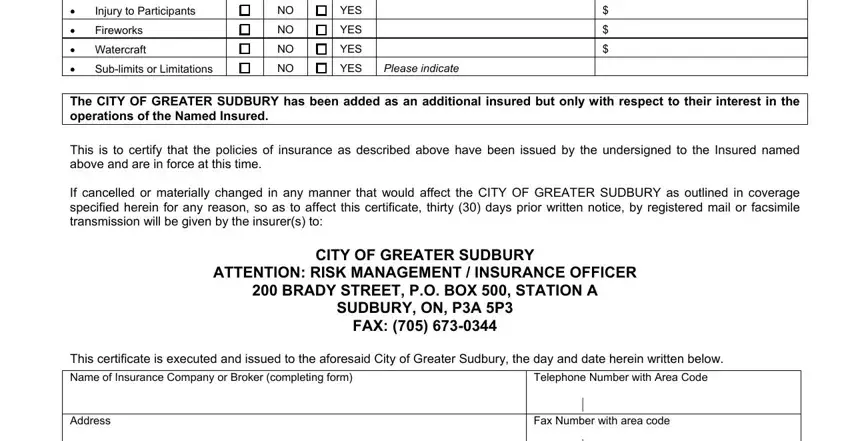 How to complete Sudbury Certificate Of Insurance Form stage 2