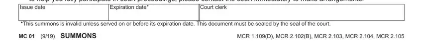 Part number 3 of submitting mi summons form