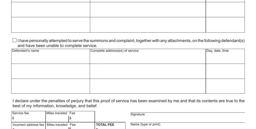 Stage number 5 of completing mi summons form
