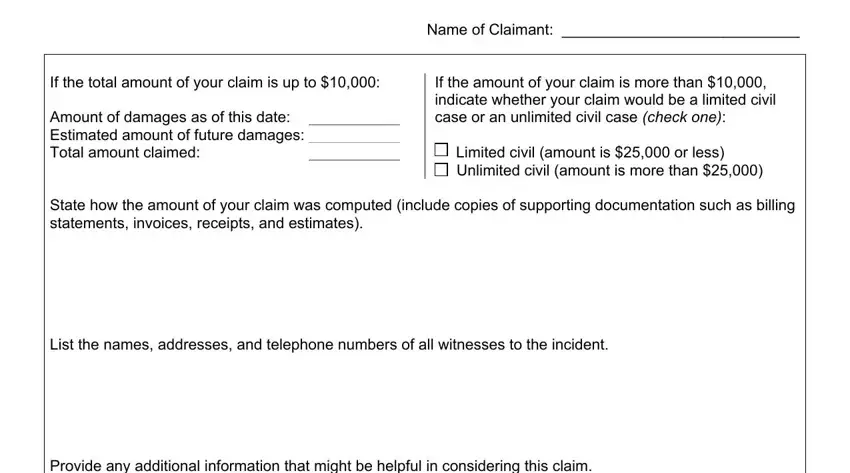 Stage number 3 of completing la superior court small claims