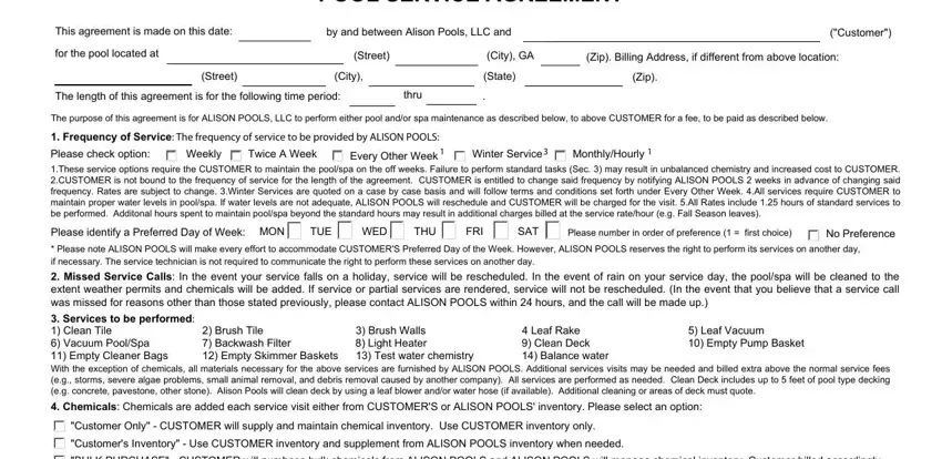 Step no. 1 for filling in pool construction contract pdf